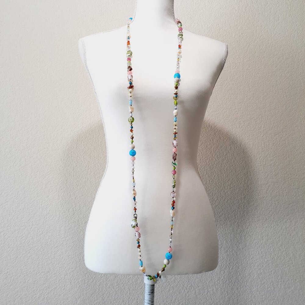 Cookie Lee Art Glass Long Necklace